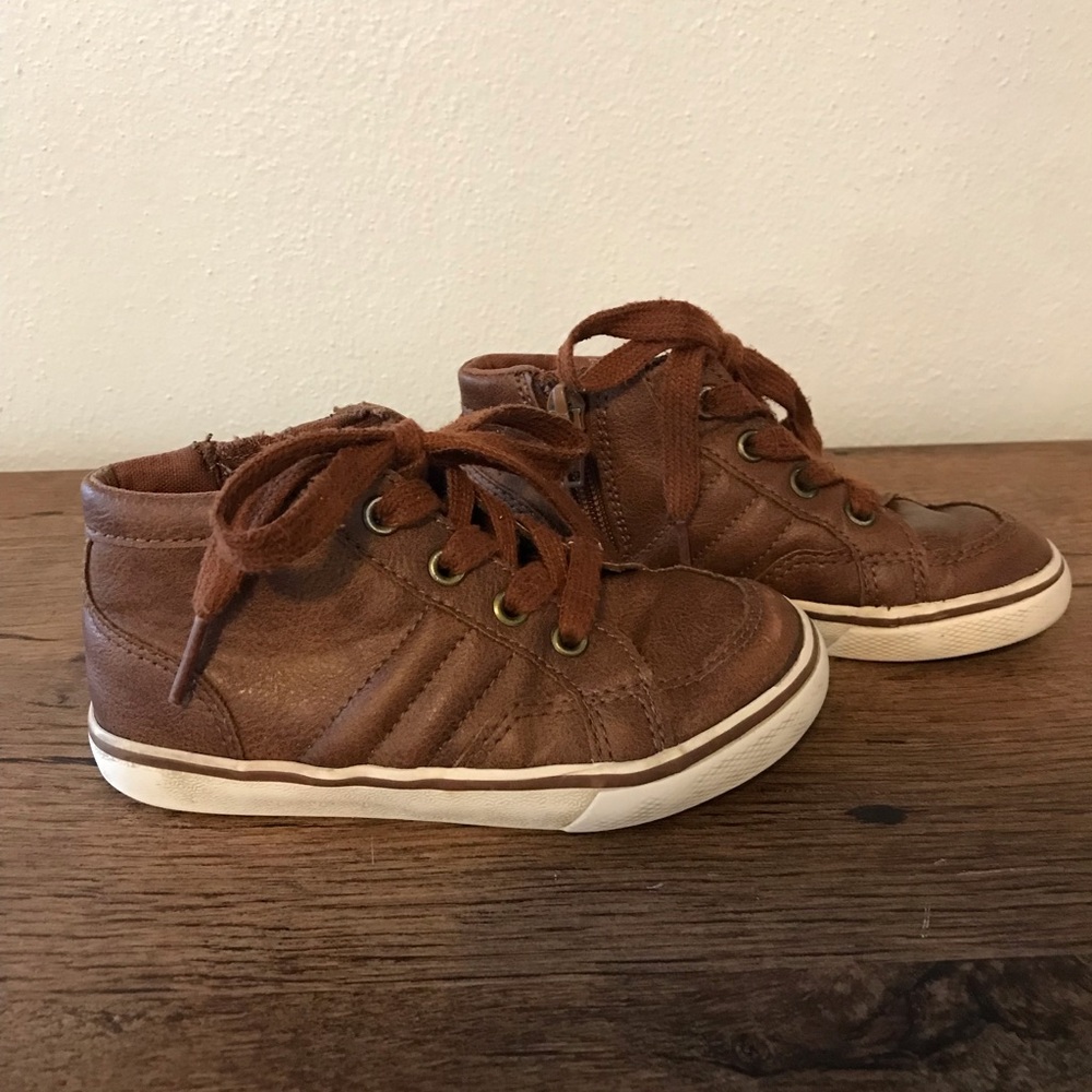 Toddler Boys Lace Up Shoes with Side Zipper